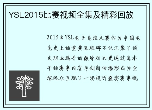 YSL2015比赛视频全集及精彩回放